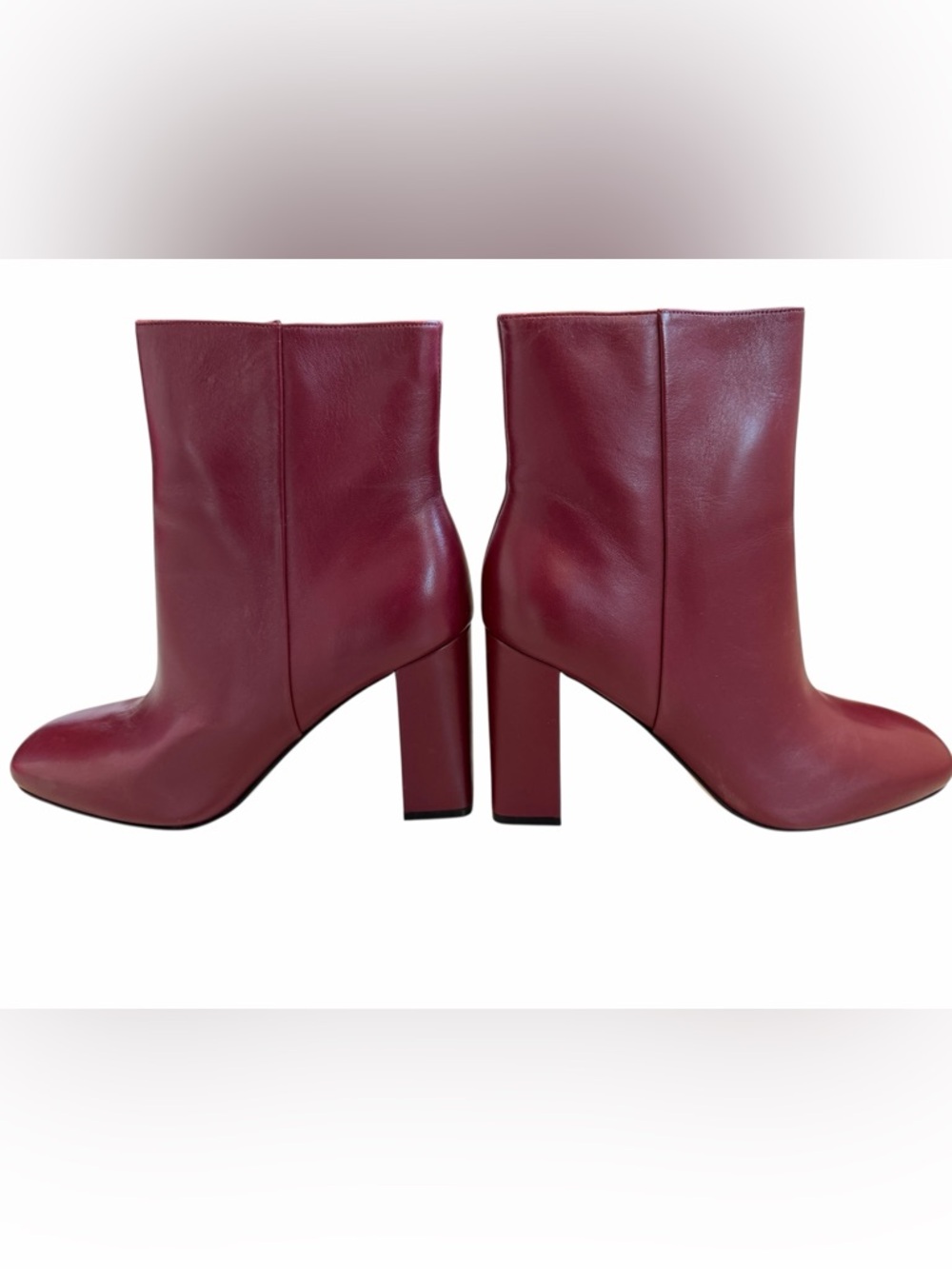 MARC FISHER JACINTA Leather Ankle Boots RED Burgundy Booties 3.5” Heel Size 7.5 - Picture 4 of 9